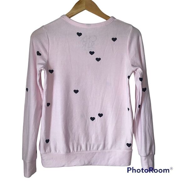 Chaser Super Soft Pink Tiny Hearts Long Sleeve Pullover Sweater Top - Picture 2 of 9